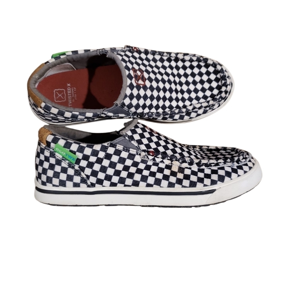 ***** SOLD****** Twisted X Checkered Canvas Loafers Mocs Size 4Y